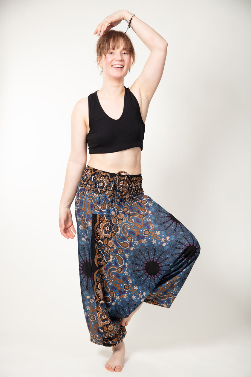 Paisley Mandala Navy Bronze Artisan Jumpsuit Haaremihousut - Berry Piper