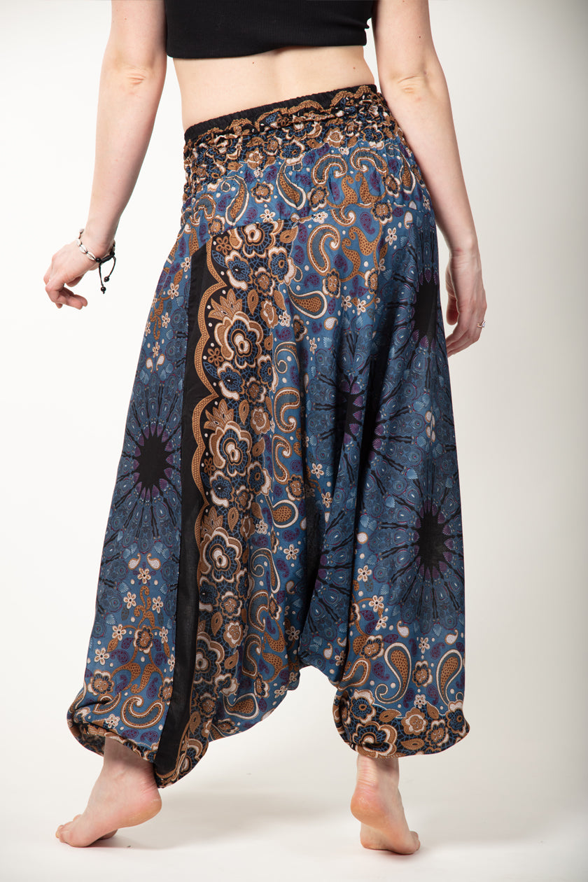 Paisley Mandala Navy Bronze Artisan Jumpsuit Haaremihousut - Berry Piper