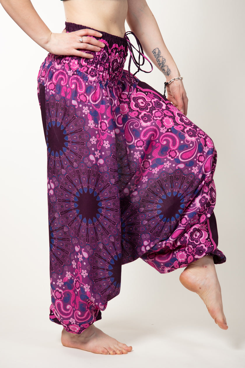 Paisley Mandala Purple Artisan Jumpsuit Haaremihousut - Berry Piper
