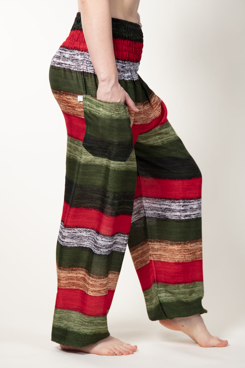 Striped Green Artisan Haaremihousut - Berry Piper