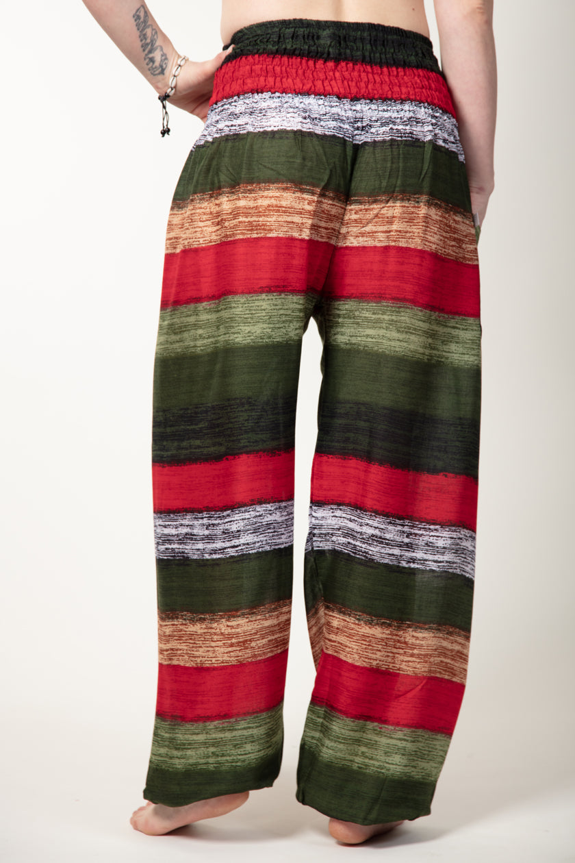 Striped Green Artisan Haaremihousut - Berry Piper