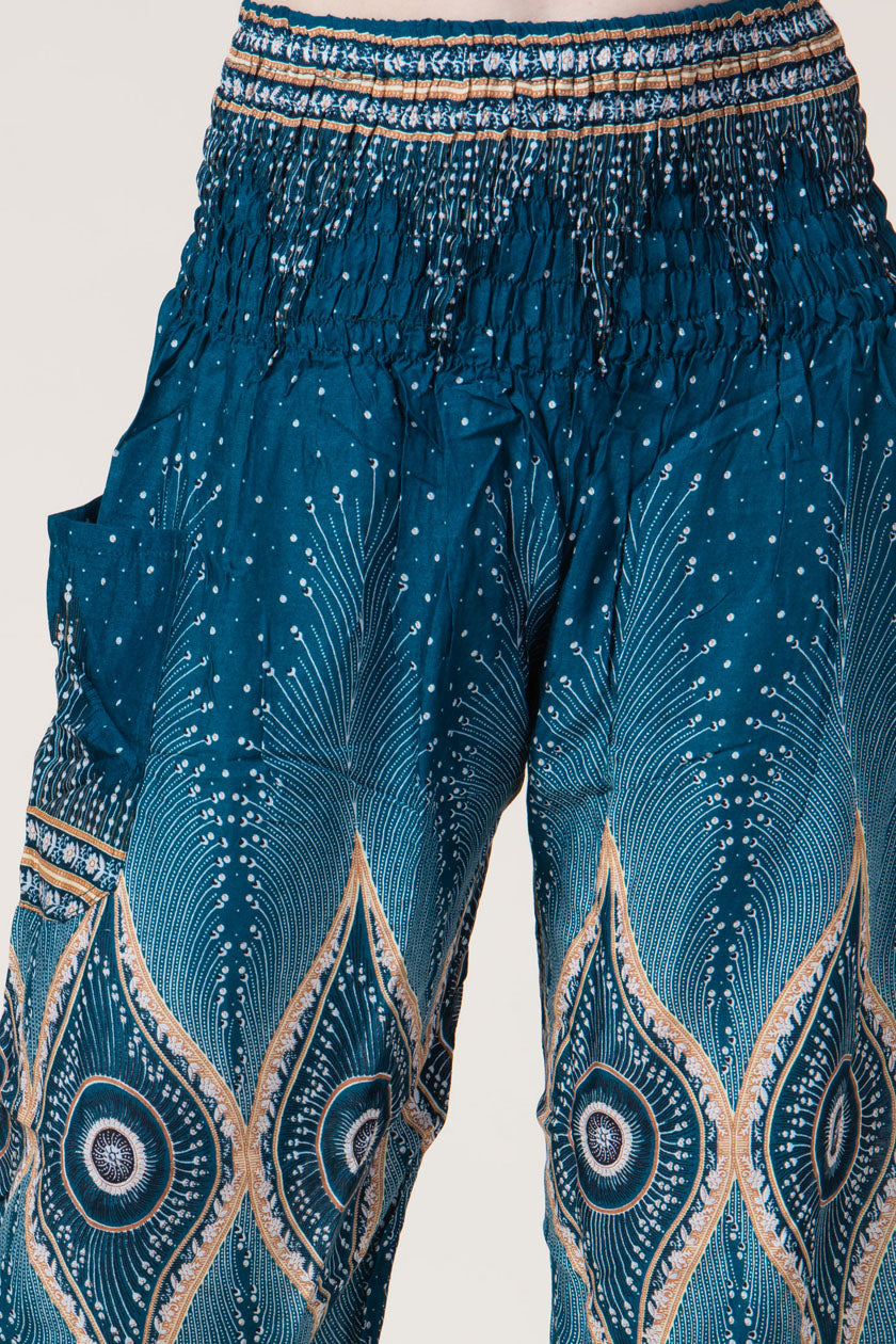 Diamond Peacock Turquoise Artisan Haaremihousut - Berry Piper