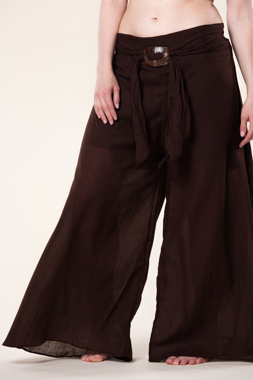 Boho Brown Cotton Artisan Palatsihousut - Berry Piper