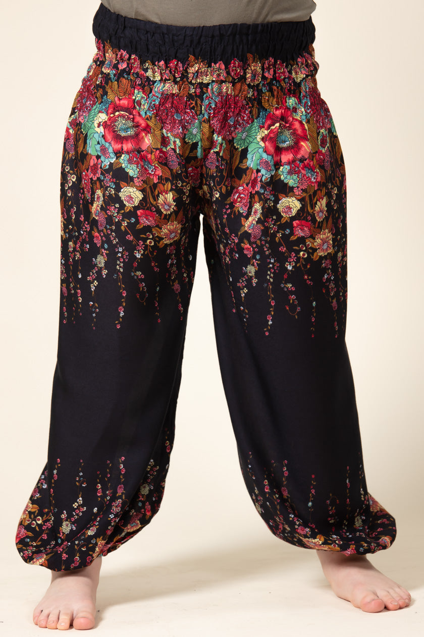 Kids Floral Black Artisan Haaremihousut - Berry Piper