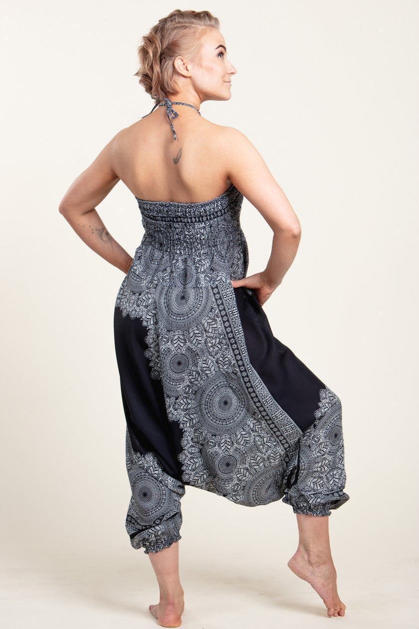 Border Mandala Black Artisan Jumpsuit Haaremihousut - Berry Piper