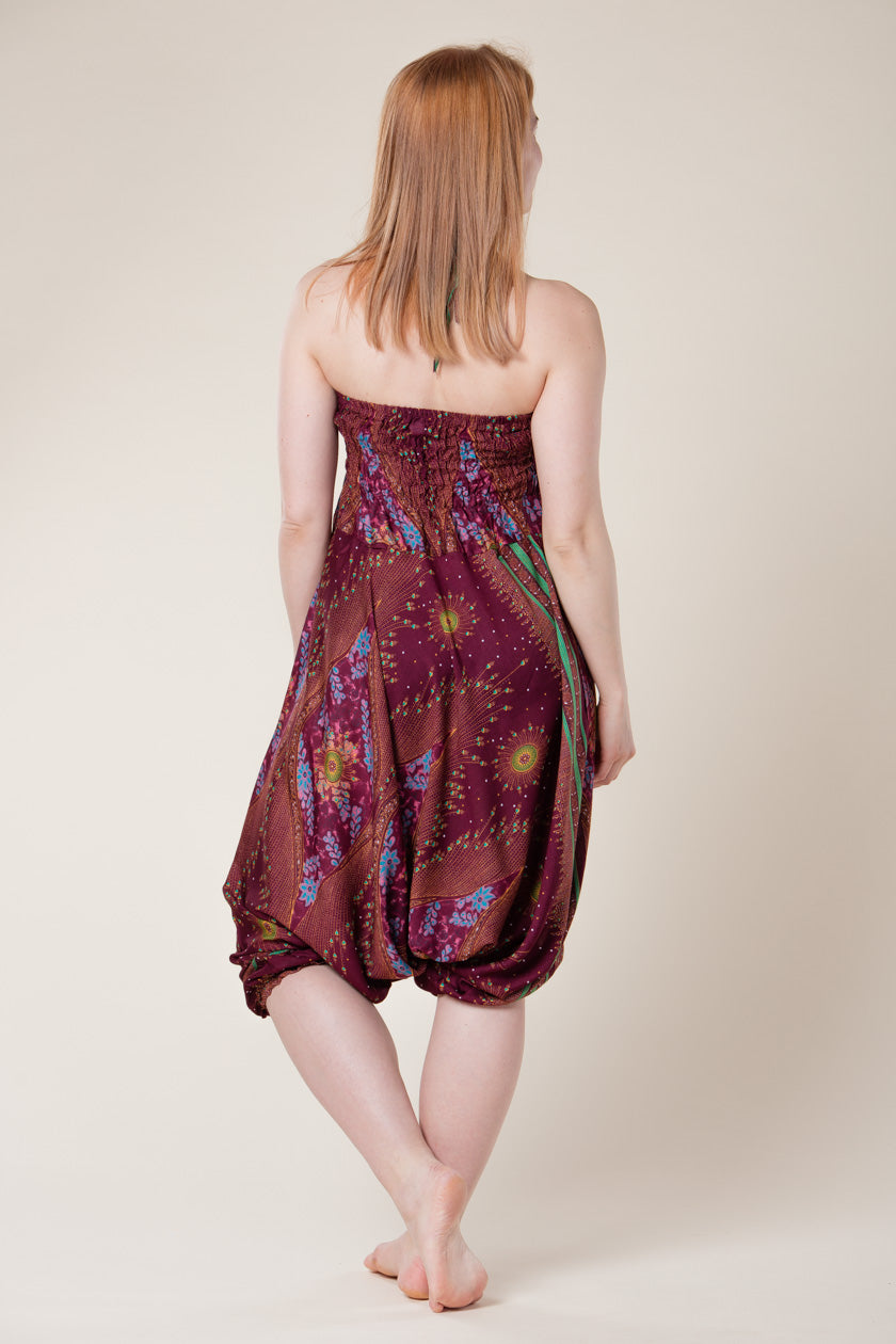 Peacock Burgundy Artisan Jumpsuit Haaremihousut - Berry Piper