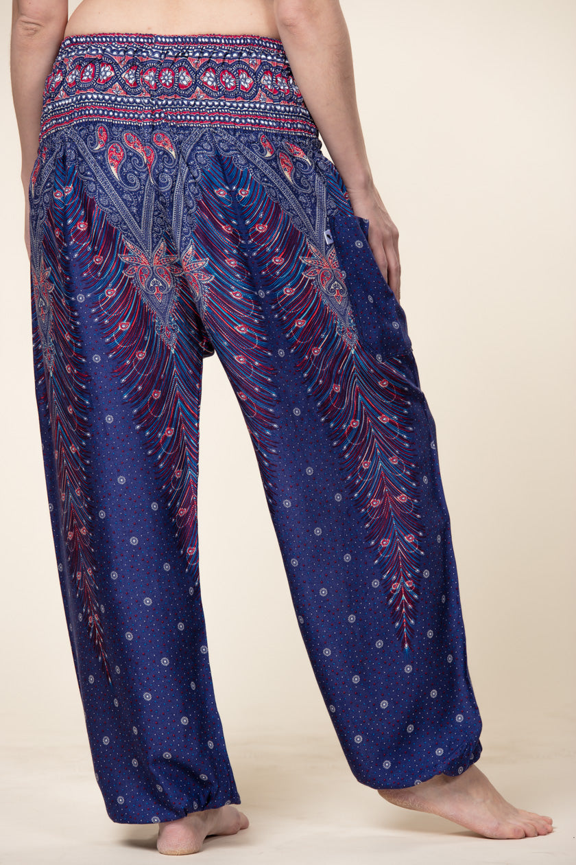 Peacock Feather Blue Artisan Haaremihousut - Berry Piper