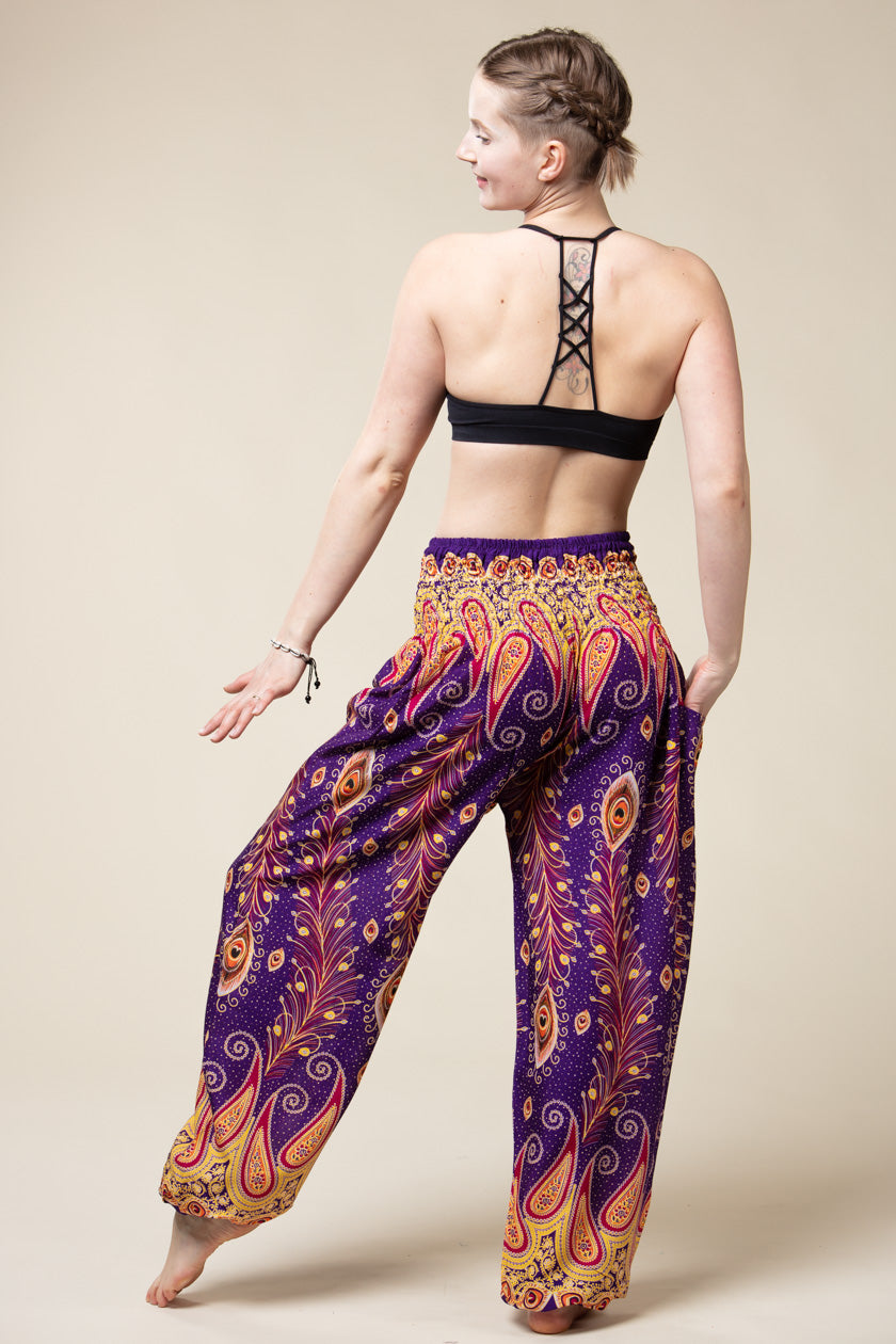 Peacock Paisley Purple Artisan Haaremihousut - Berry Piper