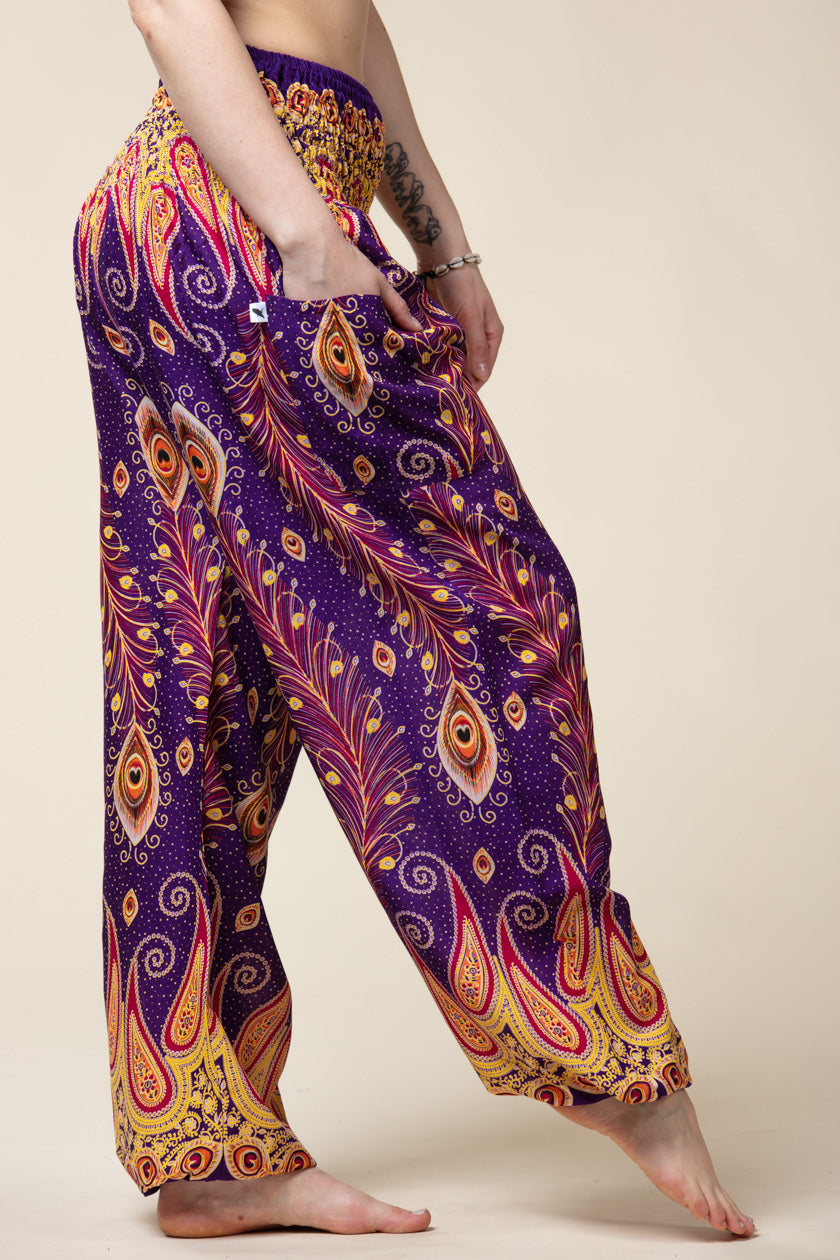 Peacock Paisley Purple Artisan Haaremihousut - Berry Piper