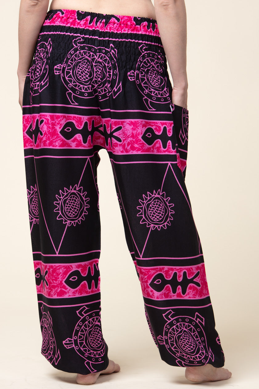 Mayan Turtle Pink Artisan Haaremihousut - Berry Piper