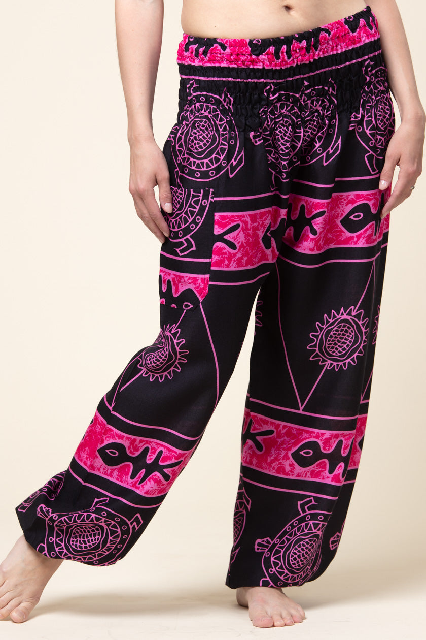 Mayan Turtle Pink Artisan Haaremihousut - Berry Piper