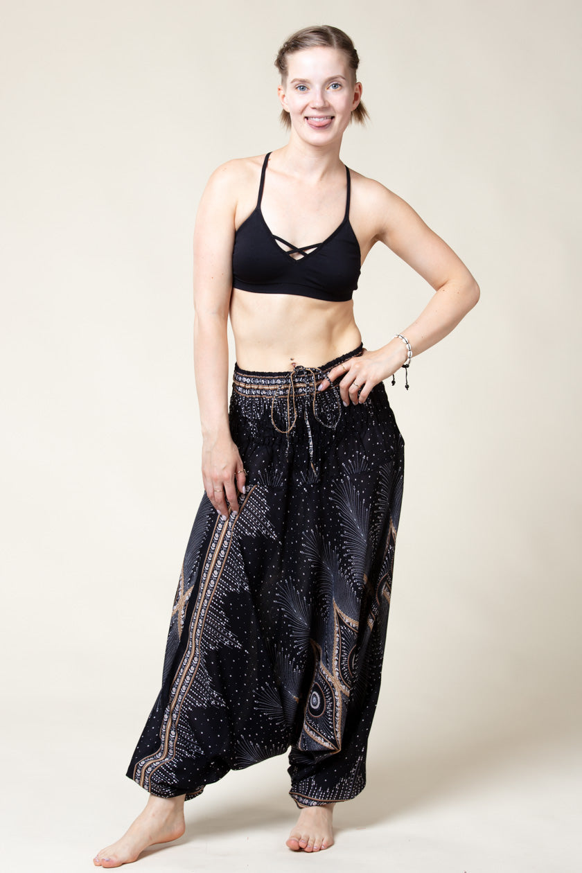 Diamond Peacock Black Artisan Jumpsuit Haaremihousut - Berry Piper