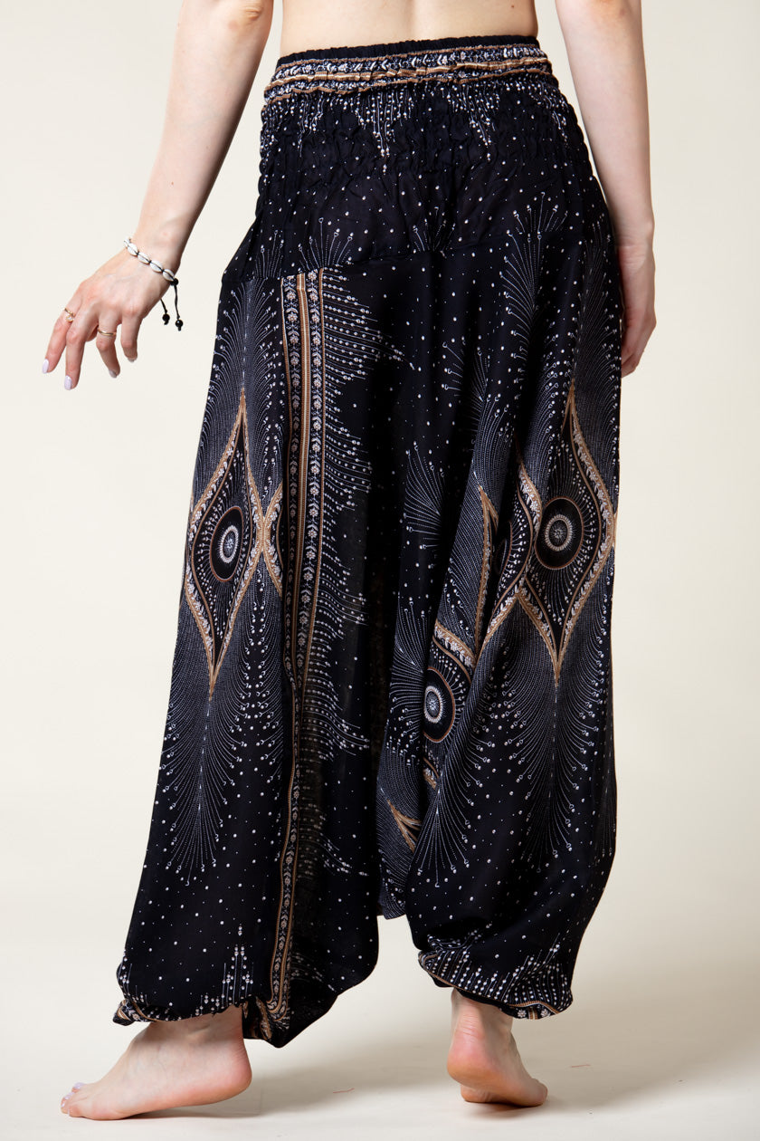 Diamond Peacock Black Artisan Jumpsuit Haaremihousut - Berry Piper