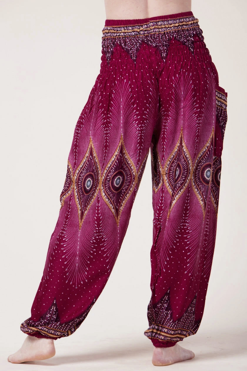 Diamond Peacock Red Artisan Haaremihousut - Berry Piper