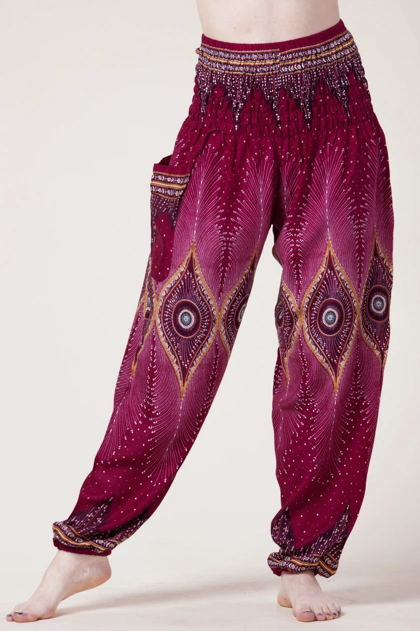 Diamond Peacock Red Artisan Haaremihousut - Berry Piper